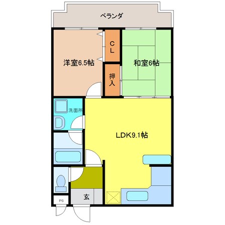 グランデュール桃山の物件間取画像